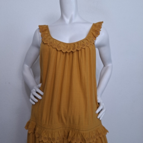 The Great "NEW" Mustard Feminine Cottagecore The Eyelet Bohemian Midi Dress *2=M - Picture 4 of 13